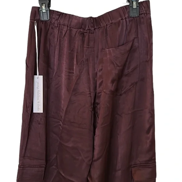 NWT Young Fabulous & Broke Findlay Satin Cargo Carpenter Pants in Raisin - M - Picture 9 of 16